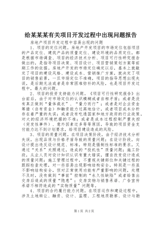 给某某某有关项目开发过程中出现问题报告1 