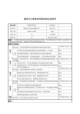奥康集团服务中心服务体系策划岗位说明书