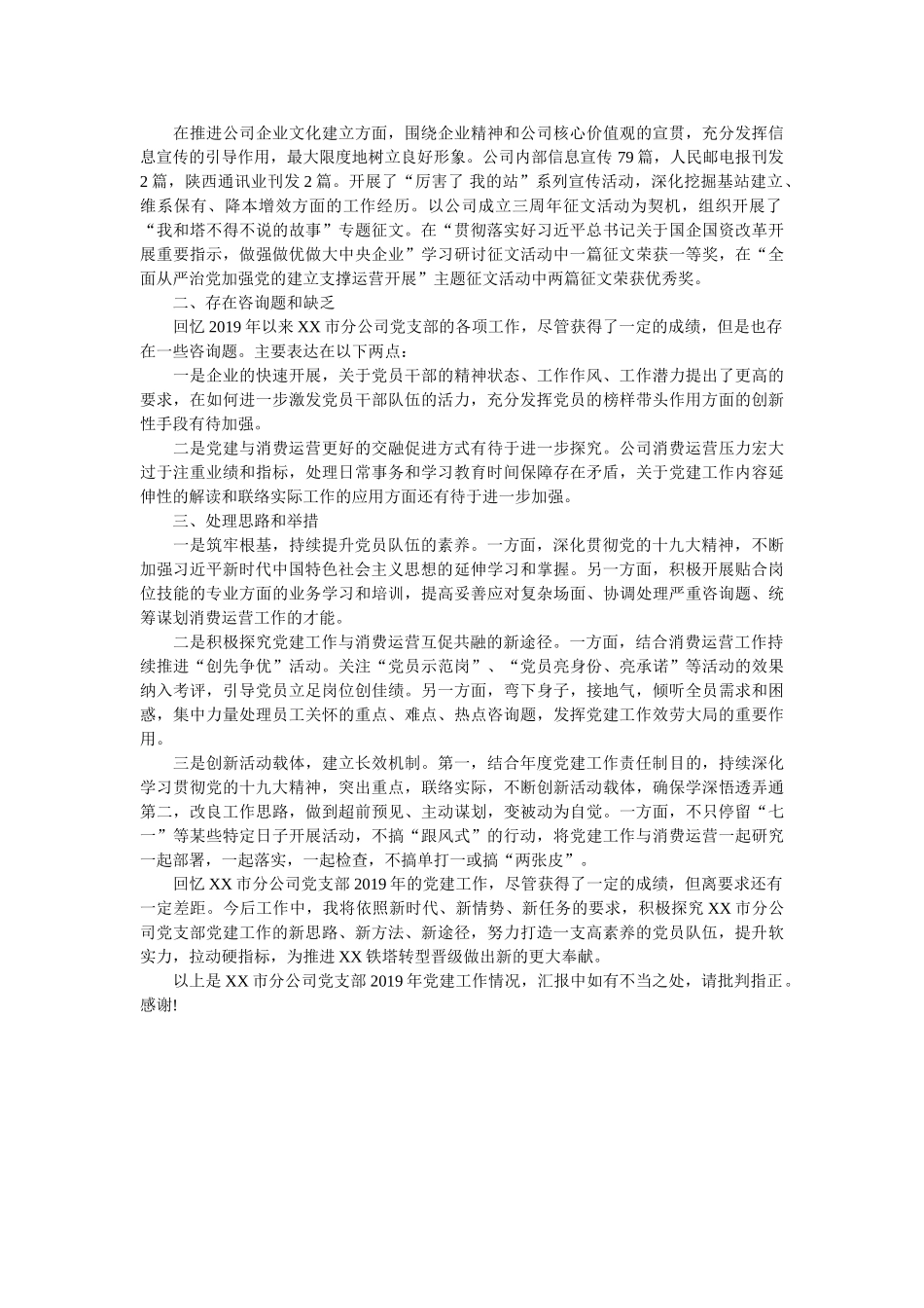 市分公司党支部党建工作述职报告 _第3页