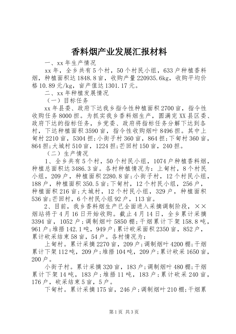 香料烟产业发展汇报材料 _第1页