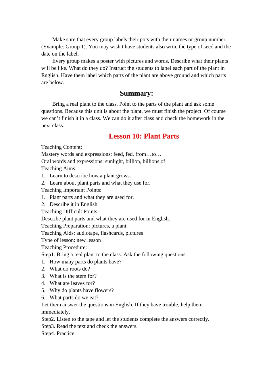 unit 2 plant a plant 教案（冀教版八年级下） (2)doc--初中英语 _第2页