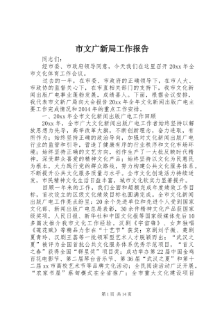 市文广新局工作报告 