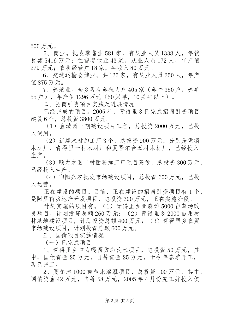 青得里乡发展非公有制经济和小城镇建设情况汇报 _第2页