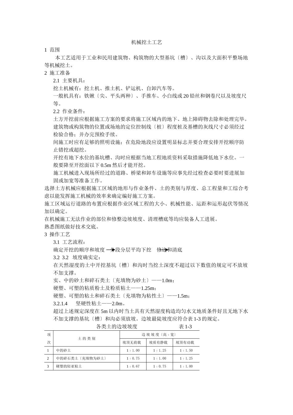 机械挖土工艺标准_第1页