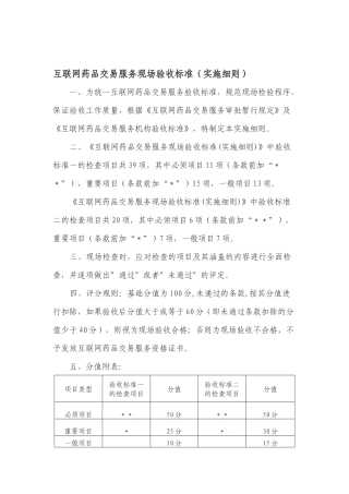 互联网药品交易服务现场验收标准(实施细则)