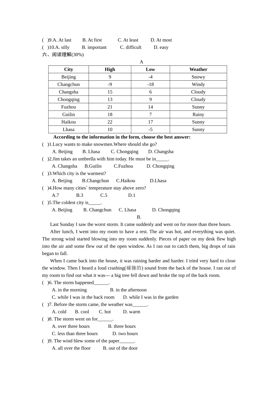 unit 10 it’s a nice day, isn’t it 同步练习（人教新目标八年级下） (7)doc--初中英语 _第3页