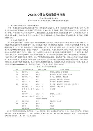 抗心律失常药物治疗指南