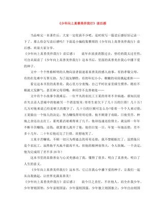 《少年向上真善美伴我行》读后感 