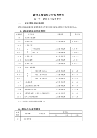 安徽省建设工程清单计价取费费率78133083