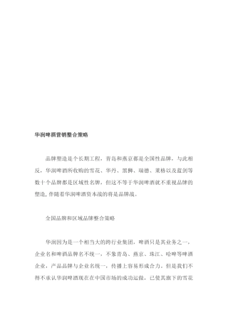 华润啤酒的营销整合策略