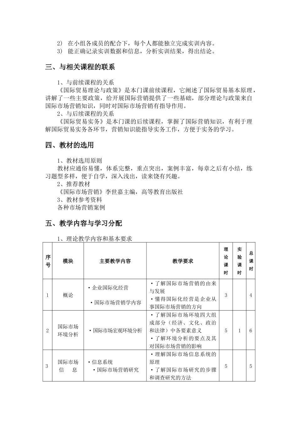 国际市场营销 教学大纲_第2页