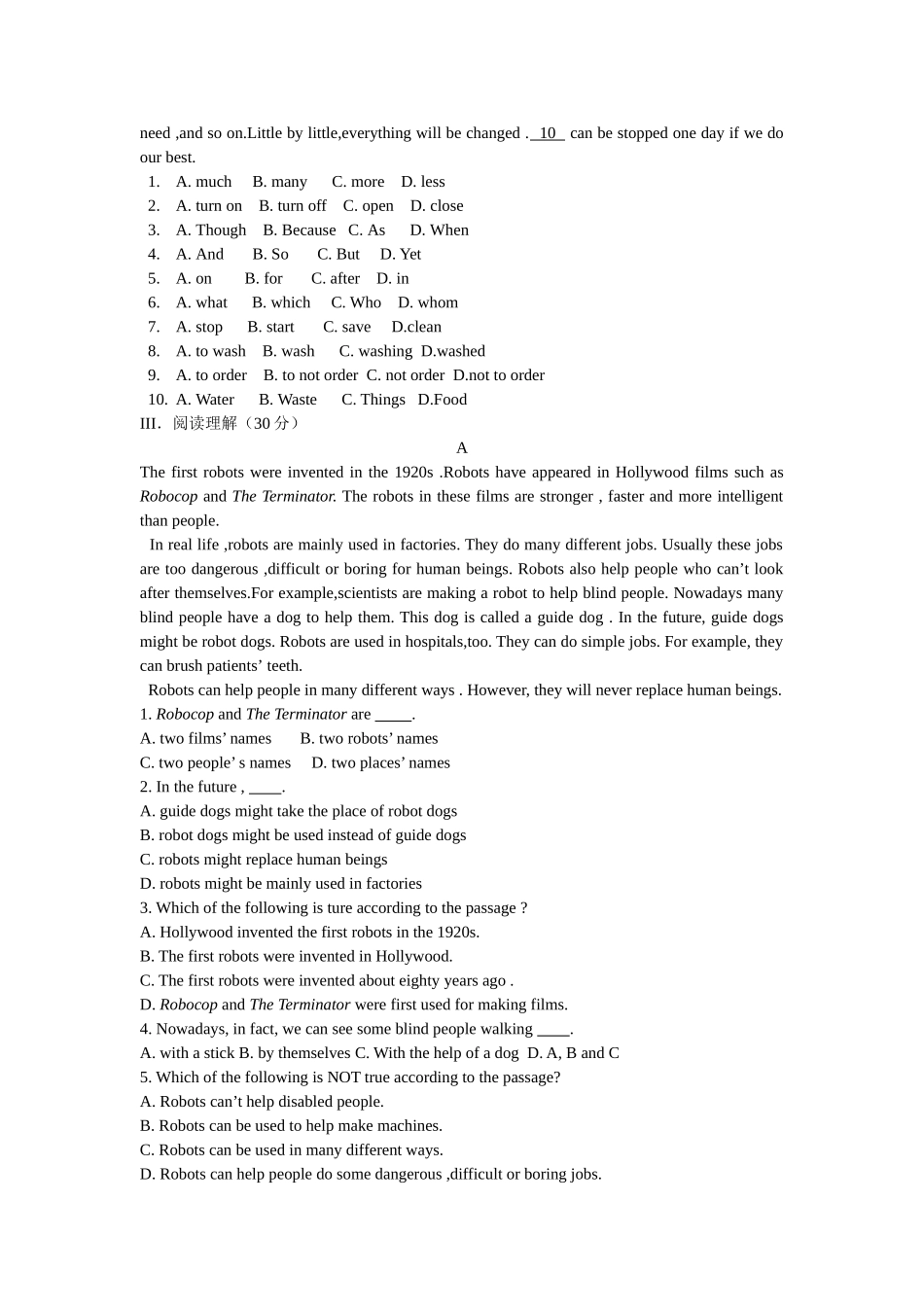 module 4 — module 6测试卷（外研版九年级上）doc--初中英语 _第2页