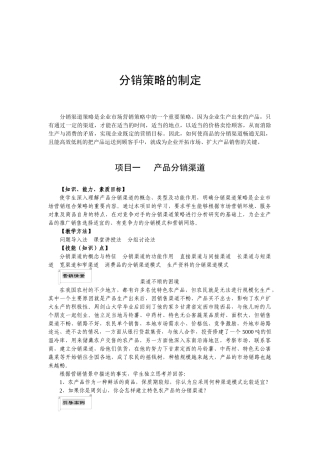 市场分销策略的概念与特征