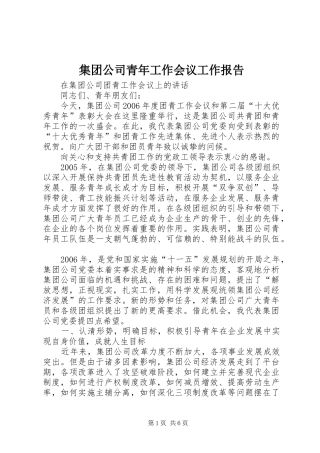 集团公司青年工作会议工作报告 