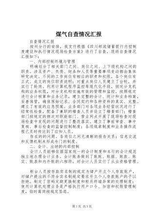 煤气自查情况汇报 