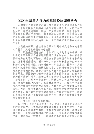 20XX年基层人行内部风险控制调研报告 (3)