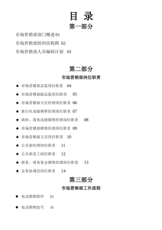 五星级酒店市场营销部运营手册