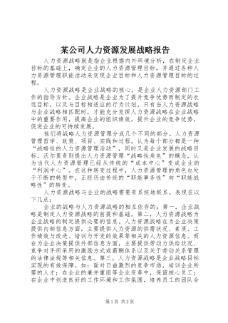 某公司人力资源发展战略报告 