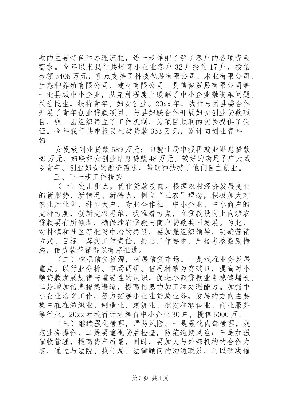 邮政储蓄银行信贷投放工作汇报材料 _第3页