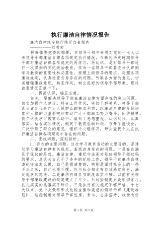 执行廉洁自律情况报告 