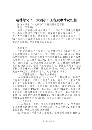 造林绿化“一大四小”工程观摩情况汇报 