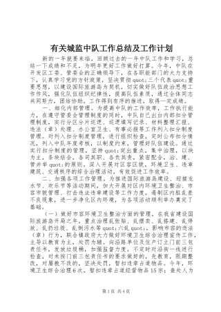 有关城监中队工作总结及工作计划