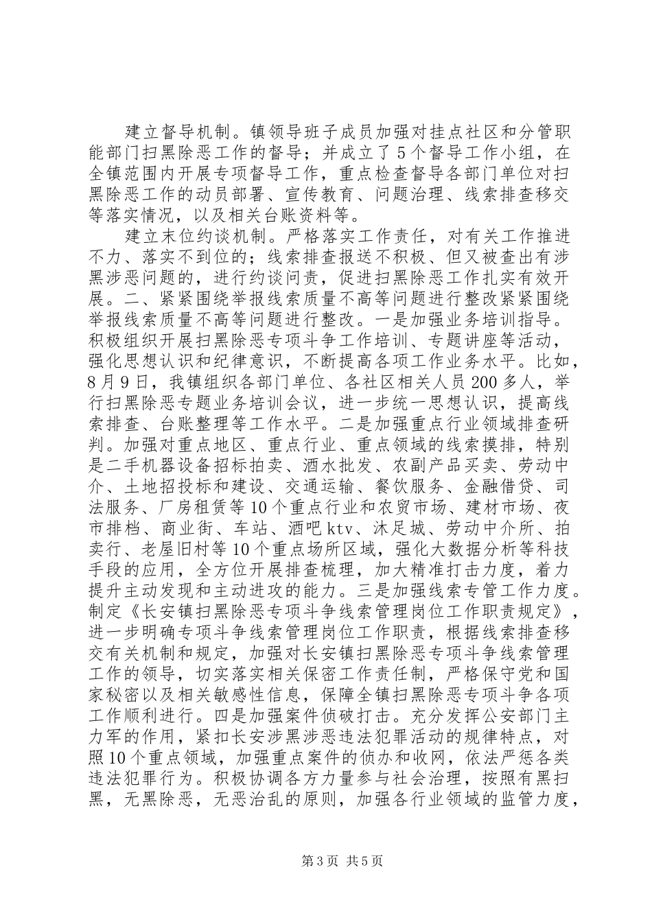 乡镇扫黑除恶督导反馈意见整改落实情况报告 _第3页
