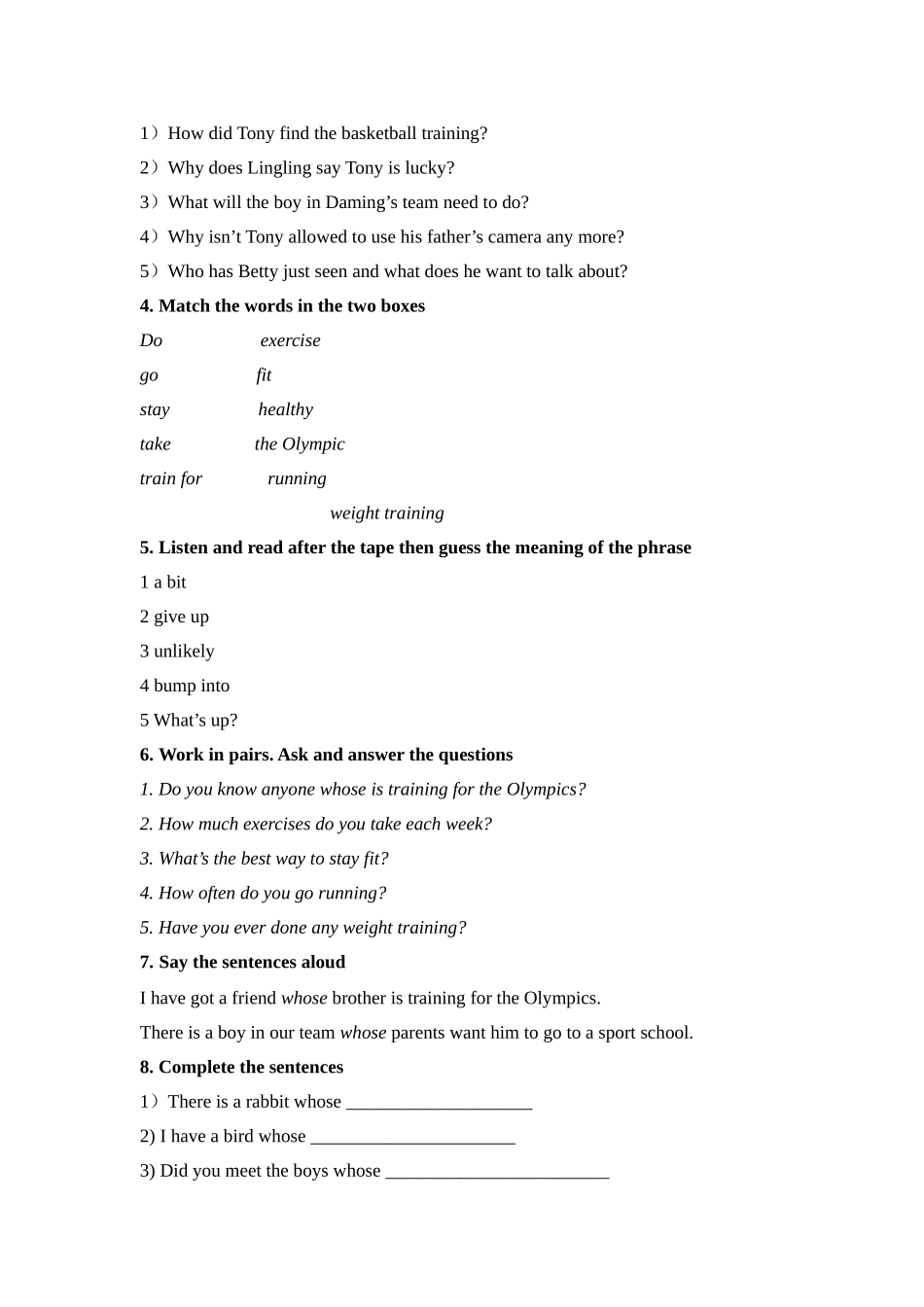 module 10《fitness》全模块 教案（外研版九年级上）doc--初中英语 _第2页