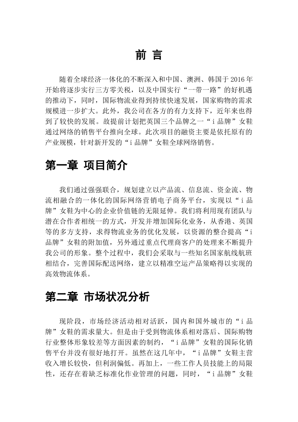 “i品牌”女鞋全球网络销售项目融资计划书 _第3页