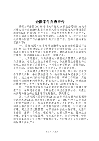 金融案件自查报告 