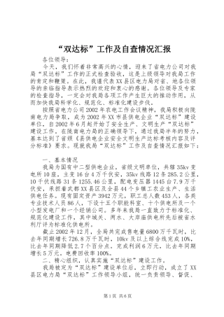 “双达标”工作及自查情况汇报 