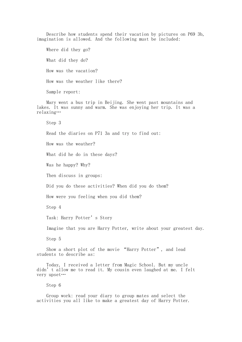 unit 10 where did you go on vacation 教案（人教新目标七年级） (3)doc--初中英语 _第2页