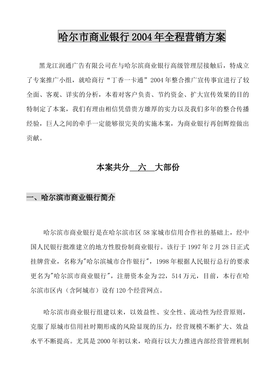 哈尔滨市商业银行年度全程营销方案_第2页