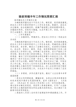 骆家坝镇半年工作情况简要汇报 