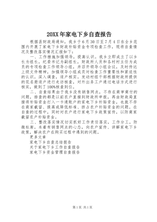 20XX年家电下乡自查报告