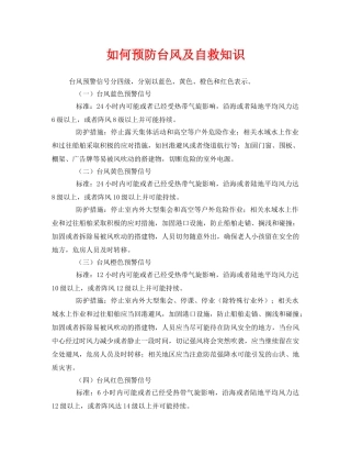 《安全常识-灾害防范》之如何预防台风及自救知识 