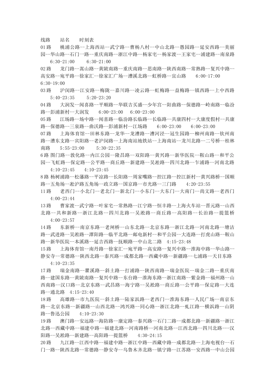 旅游—最全的上海公交车线路_第1页