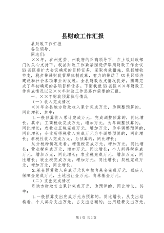 县财政工作汇报 