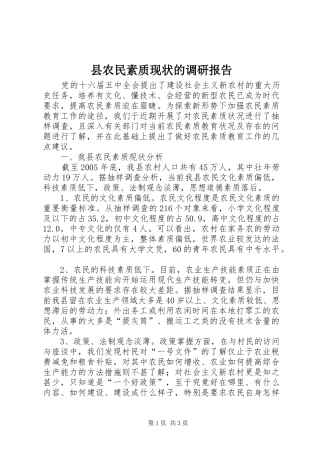 县农民素质现状的调研报告 