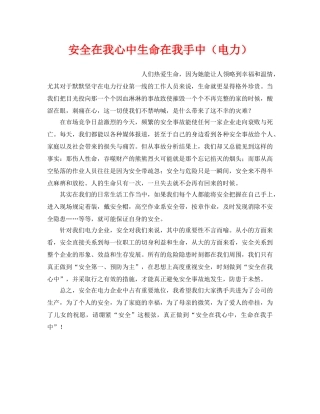 《安全管理》之安全在我心中生命在我手中（电力） 