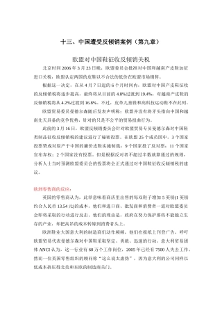 十三、中国遭受反倾销案例（第九章）