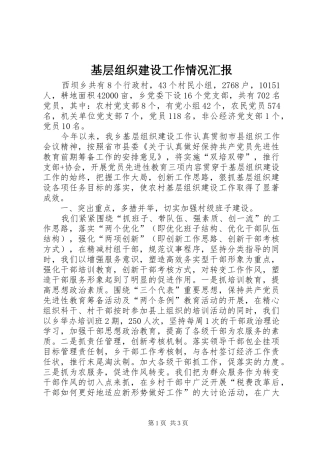 基层组织建设工作情况汇报 
