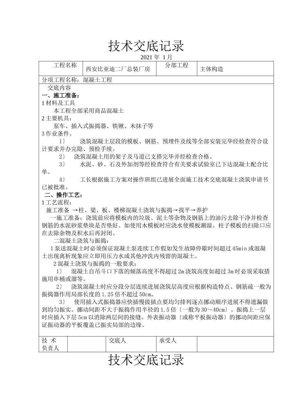 某厂房混凝土工程技术交底_第1页