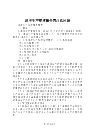 清洁生产审核报告需注意问题 