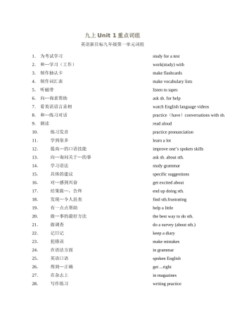 unit 1《how do you study for a test》重点词组教案（人教新目标九年级）doc--初中英语 