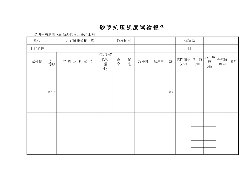 砂浆抗压强度试验报告_第1页