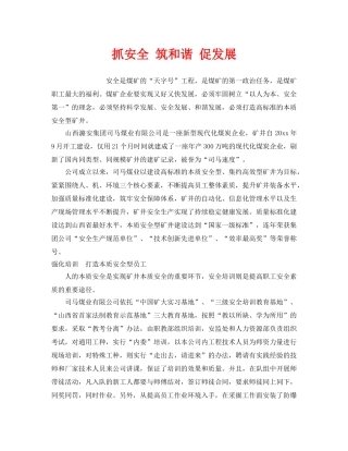 《安全管理》之抓安全 筑和谐 促发展 