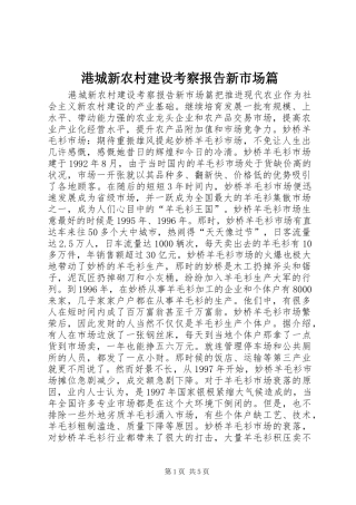 港城新农村建设考察报告新市场篇 