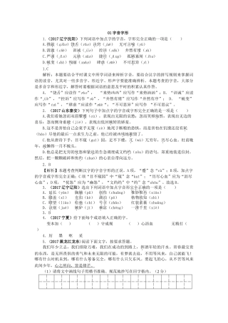 2017年中考语文真题分类汇编 