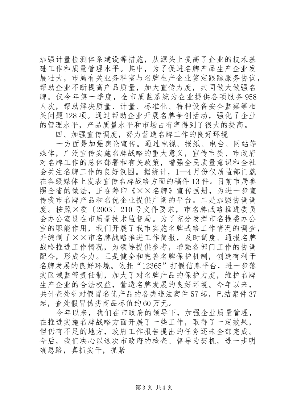 关于实施名牌战略工作情况的汇报 _第3页